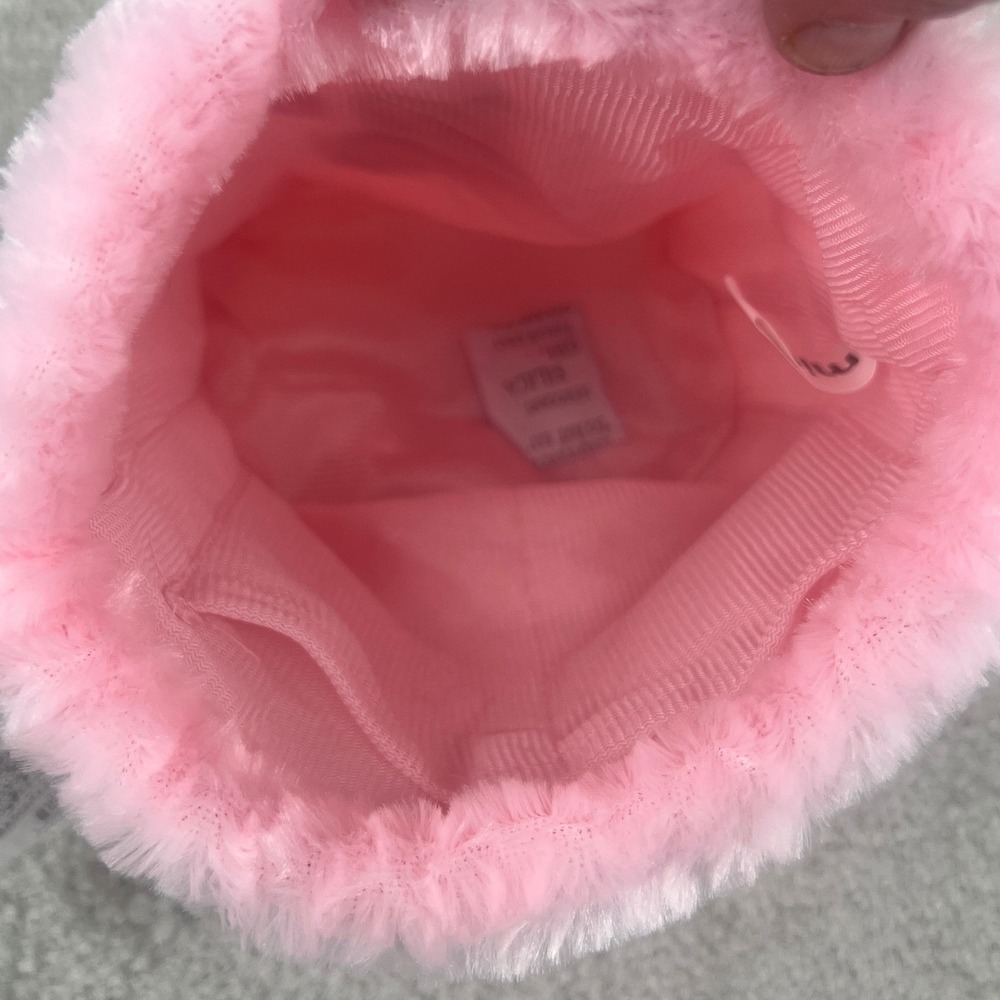 Miffy Boa Pouch Pink Faux Fur Plush Drawstring Bag Embroidered Inner Pockets NWT - Picture 6 of 11
